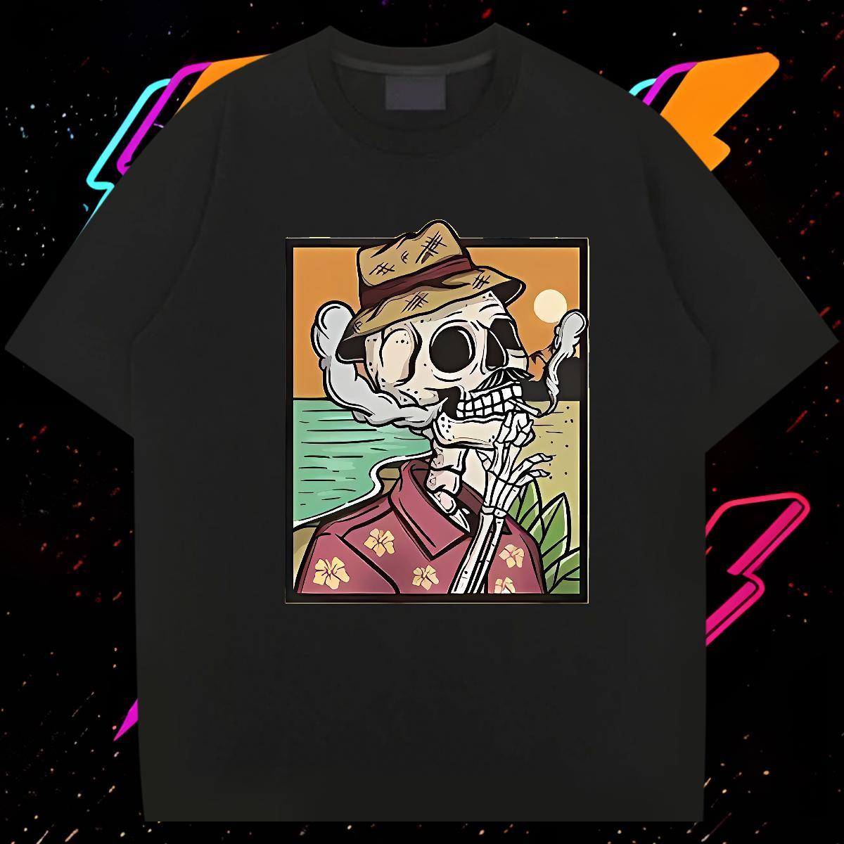 Customized T-Shirts skull Tops Tees 230g Pure Cotton Casual Daily Wear Wholesale DIY Logo Oversized Breathable Short Sleeve Men Tees
