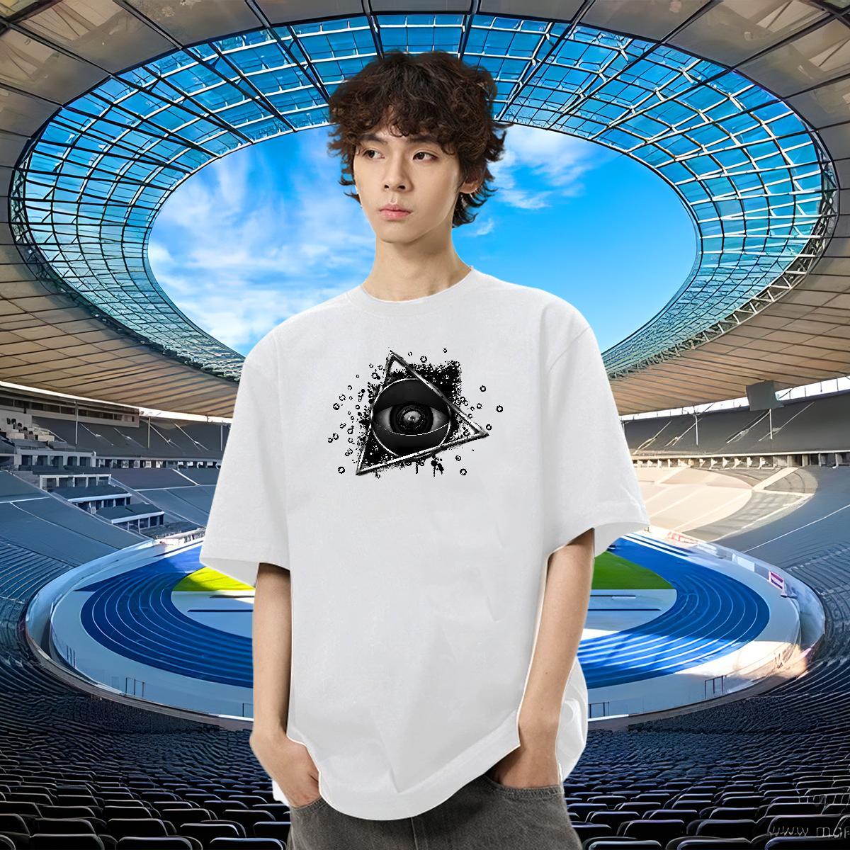 Free Shipping T-Shirts for Men eye of the devil Polos 230g 100% Cotton Beach Brand Customized Print Round Neck Short Sleeve Men Tops Tees