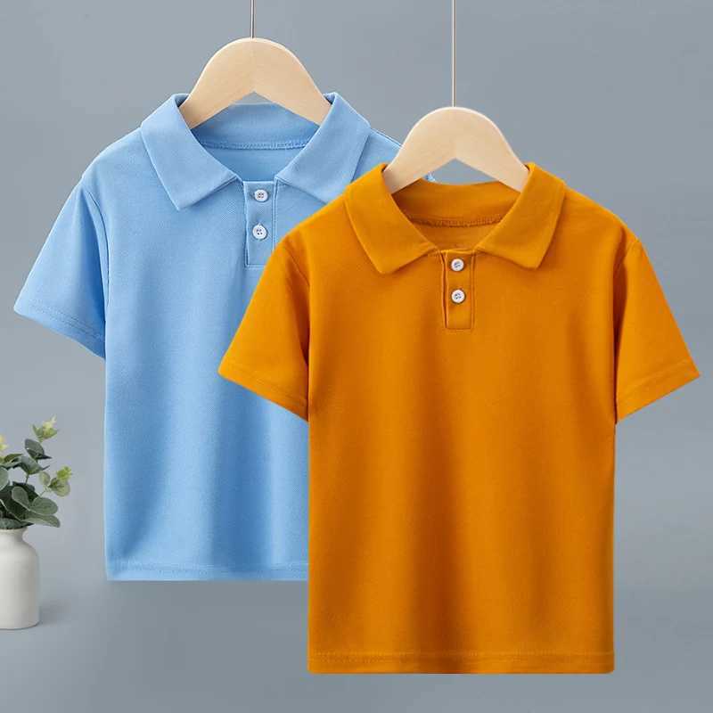Childrens solid color polo shirt handsome and fashionable sports T-shirt with a comfortable half sleeved collar. W241223