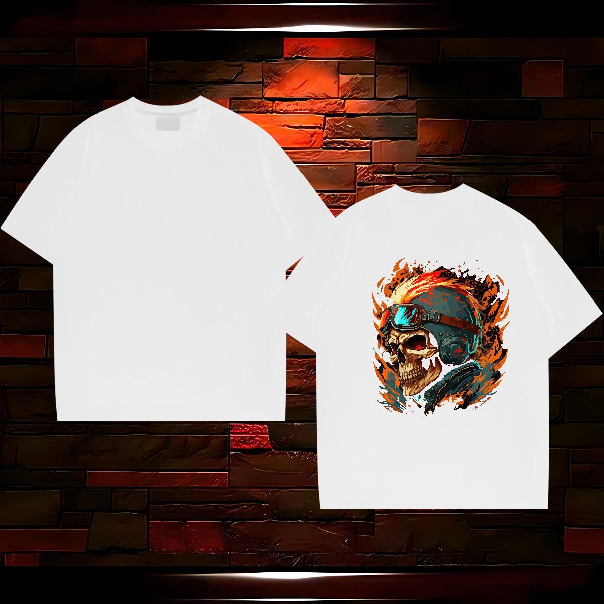 Wholesale Men T Shirts skull Tops Tees 230g 100% Cotton Sport High Quality Customized Print O Neck Short Sleeves Men Tees
