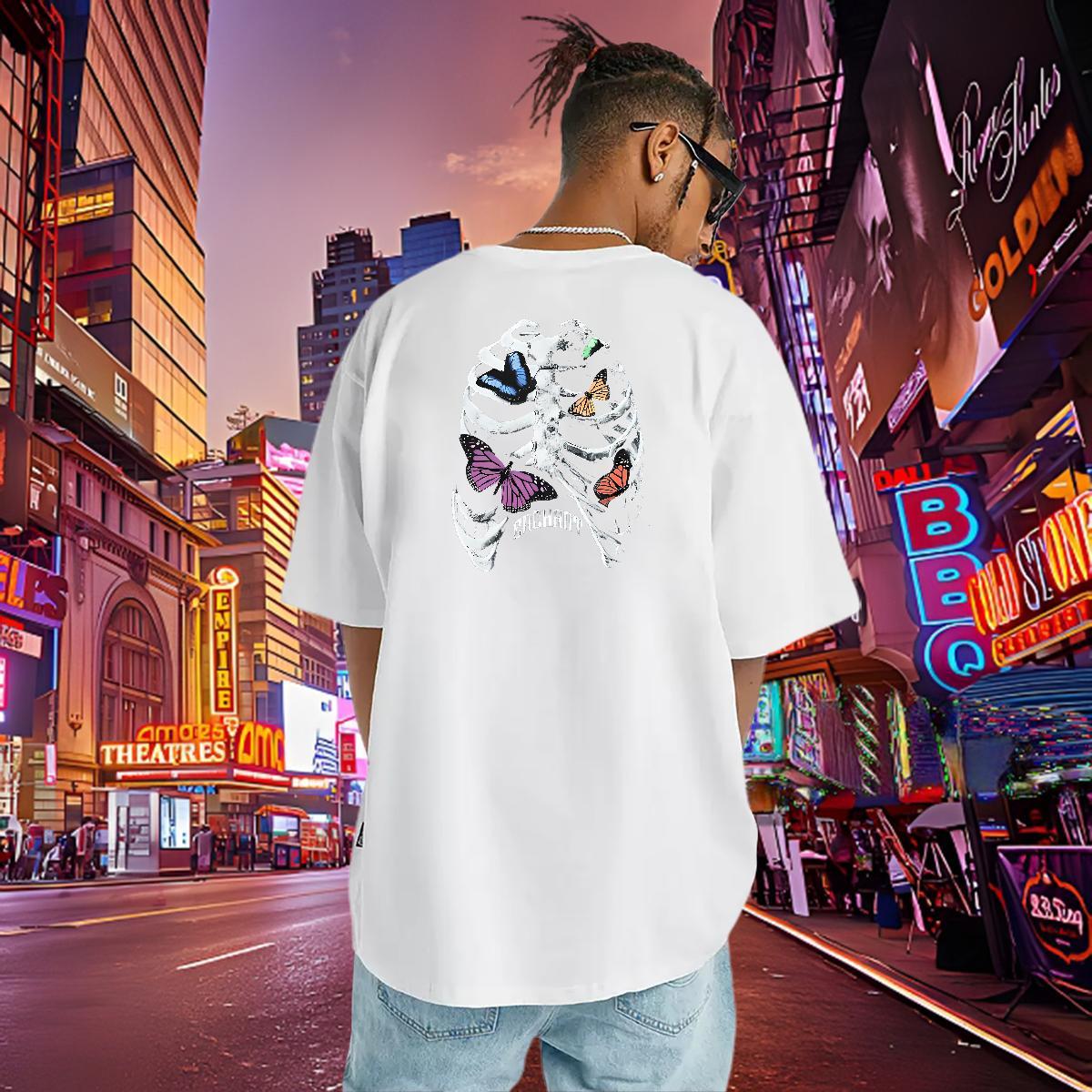 Brand Man T Shirts skull Tops Tees 230g Cotton Home Outdoor TOP Quality Black Oversized Crew Neck Men Tshirts