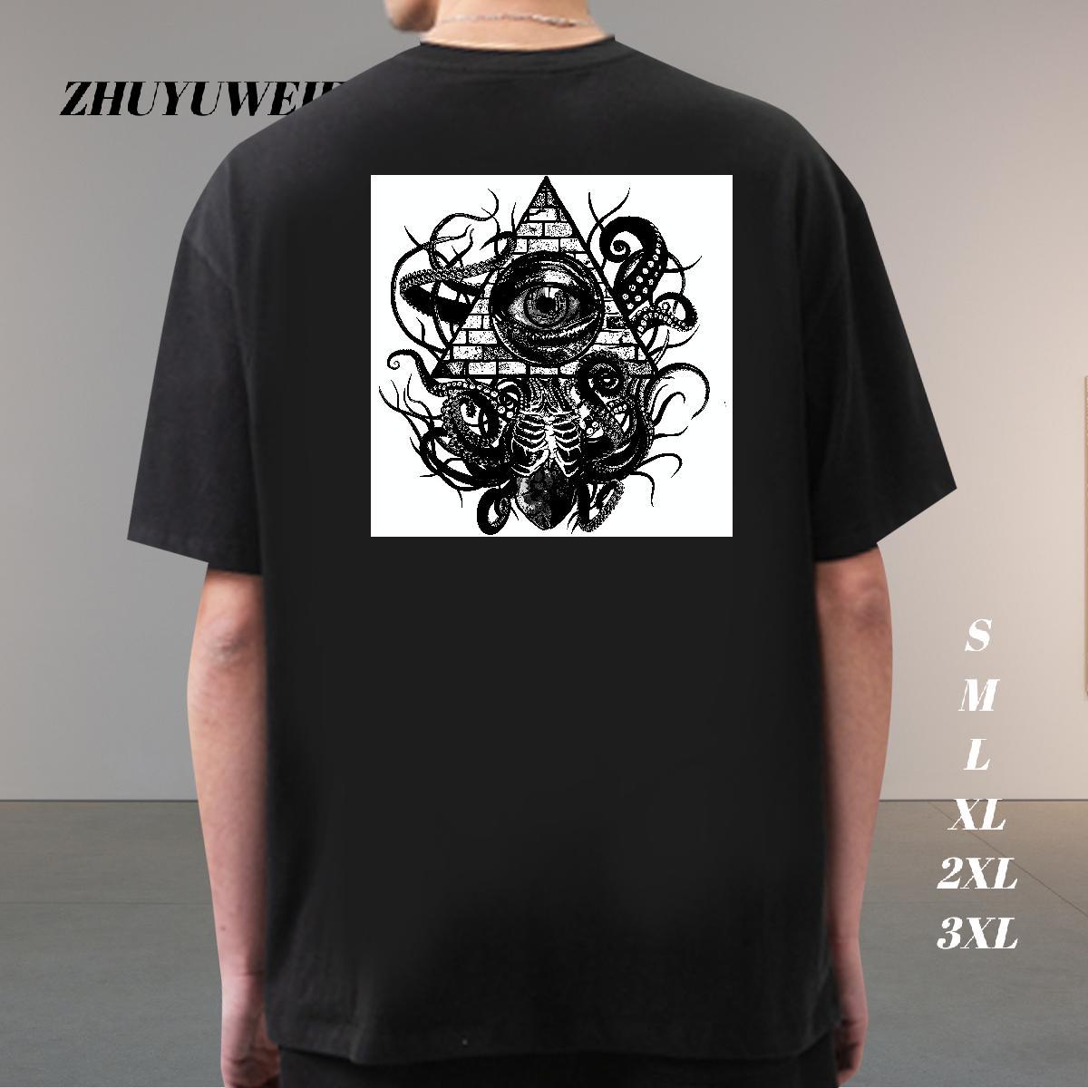Wholesale Men T Shirts eye of the devil Tops 230g 100% Cotton Street wear Hip Hop Soft Custom Printed Breathable Soft Mens Tshirts
