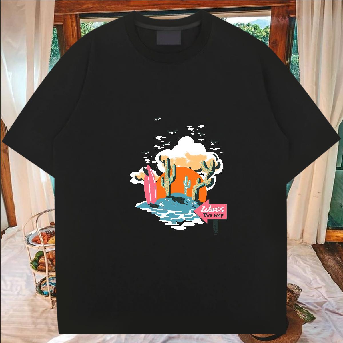 Casual New T Shirt For Man beach Tshirts 100% Cotton 230g Outdoor Loose Fit Anime Breathable Crew Neck Tshirt for Man Woman