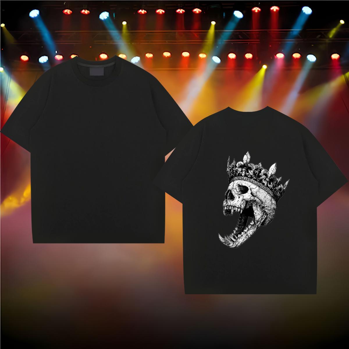 Fashion T shirt skull Clothings 230g Pure Cotton Street Brand Custom Print Oversized Short Sleeve Soft Couples T Shirts