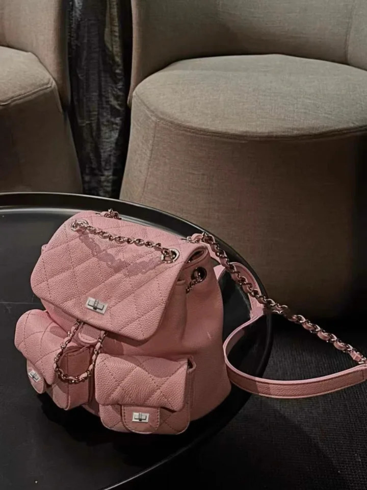 Korean Leather School Backpacks for Girls - Large Capacity hot Versatile Rhombic Chain Shoulder Bag