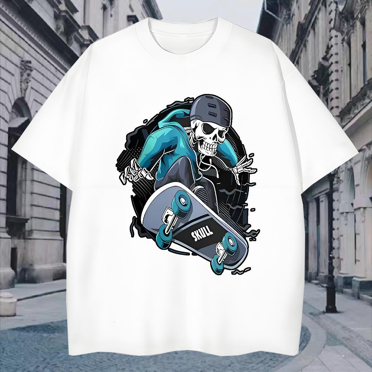 Fashion Casual Mens T Shirts skull Tshirts 100% Cotton 230g Daily Outfit Designer Custom Cartoon Breathable Crew Neck Men Tees
