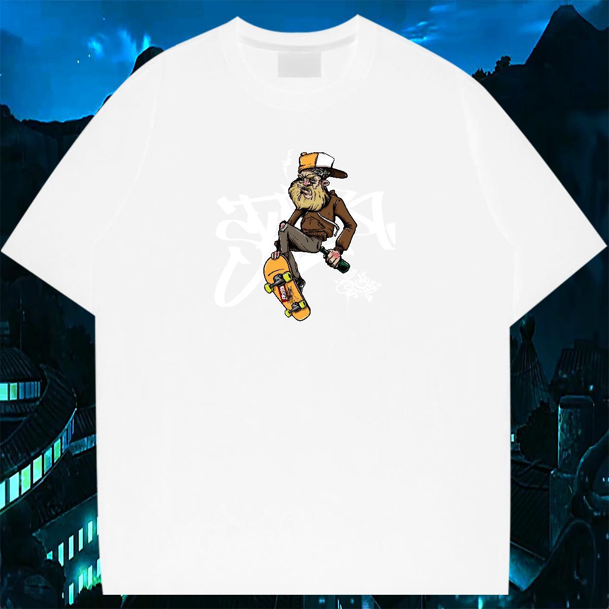 Brand Man T Shirts person Wear 100% Cotton 230g Daily Wear Loose Cartoon Printing L-4XL Pure Cotton Men Clothes T-Shirt