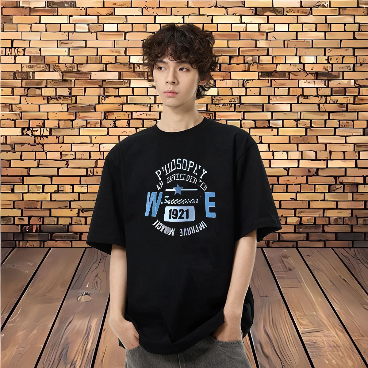 New Mens T Shirts letter Top Tees 230g 100% Cotton High Street Hip Hop TOP Quality Custom Cartoon O-Neck Short Sleeve Mens Tshirts