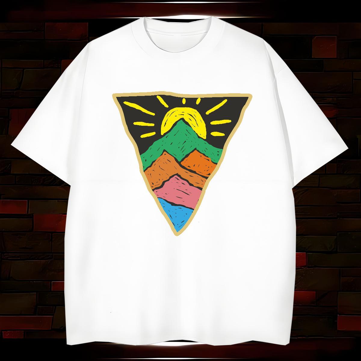 DIY Customized T-Shirts mountains Tops Shirt 230g 100% Cotton Sport Popular DIY Printed Round Neck Short Sleeve Tshirt for Man Woman