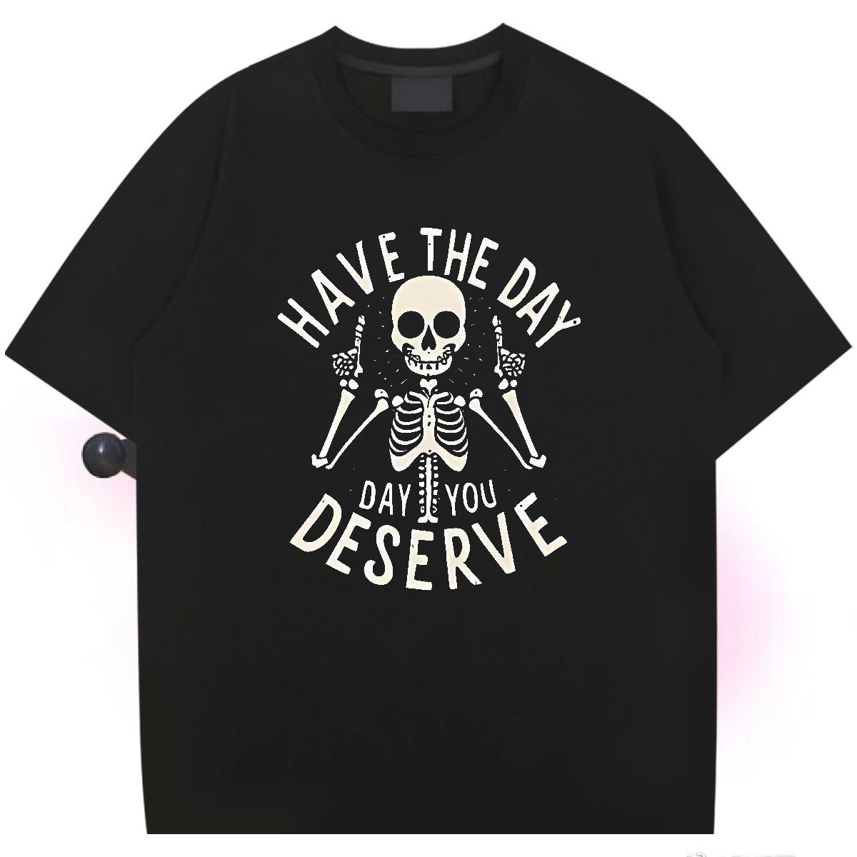Wholesale T Shirts Men skull Wear 230g Pure Cotton Casual Beach Designer Custom Big Size Breathable Crew Neck Men Tshirts