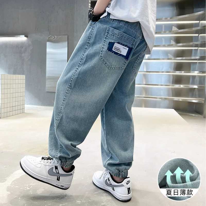 Jeans Boys Casual Pants Long Trousers Cotton 2024 Solid Spring Autumn Babys Kids Pants High Quality Childrens Clothing