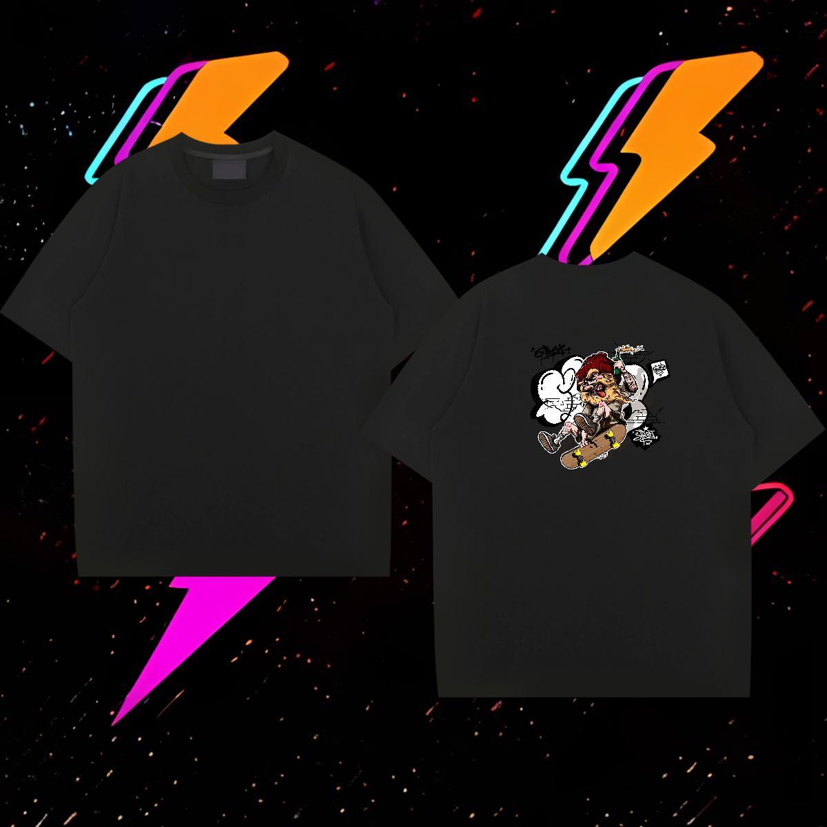 Stylist T-Shirts for Men skateboarding Tee Shirt 230g 100% Cotton Street wear Hip Hop Loose Custom Print Plus Size O Neck Short Sleeves Couples T Shir