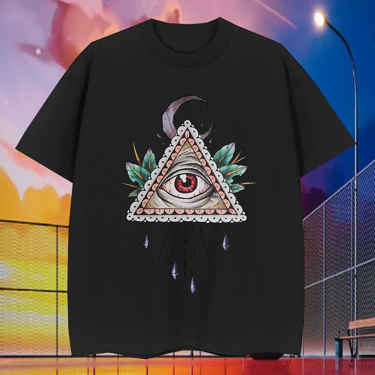 Wholesale T-Shirts eye of the devil Top Tees 230g Cotton Spring Summer Cool Design DIY Printed Breathable Crew Neck Men Tshirts