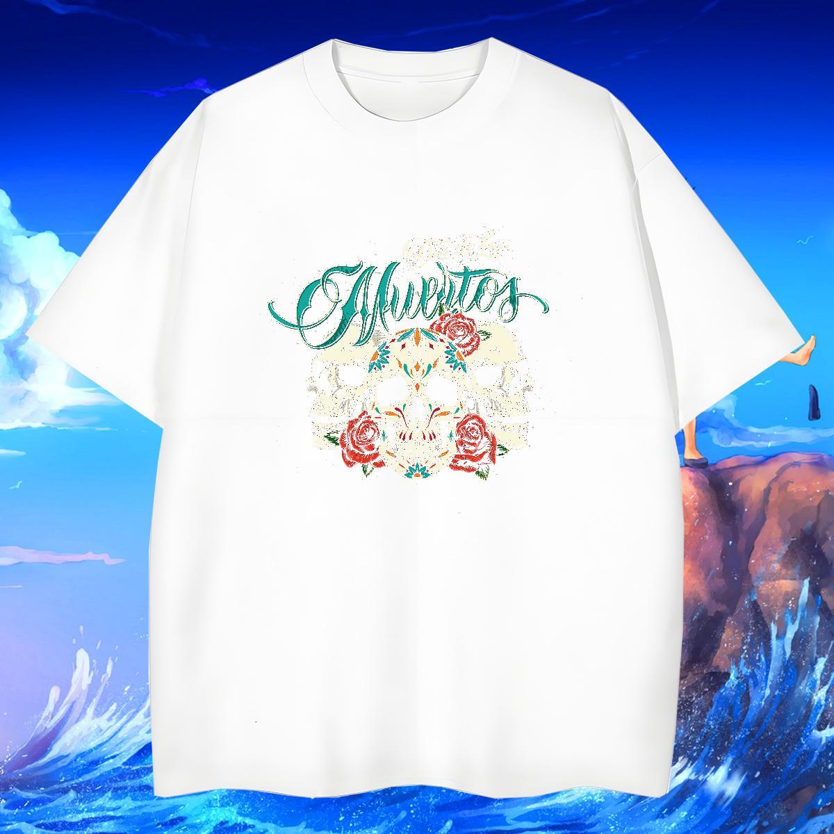 Brand T-Shirts for Men skull Tshirts 230g 100% Cotton Street Wear High Quality Skull Crew Neck Breathable Men Tops Tees