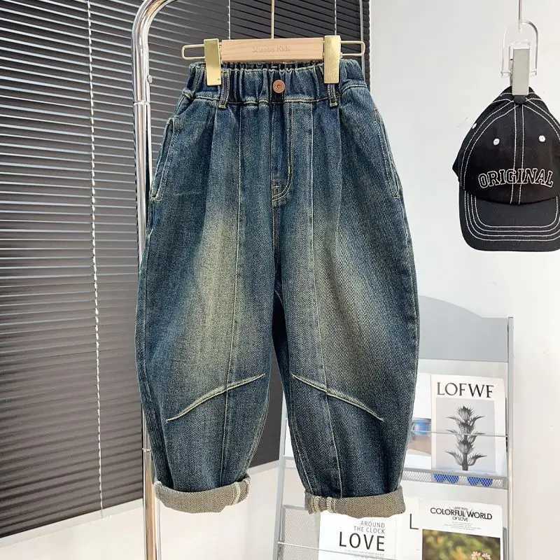 Jeans Boys Jean Pants Long Trousers Cotton 2024 Loose Spring Autumn Babys Kids Pants High Quality Childrens Clothing