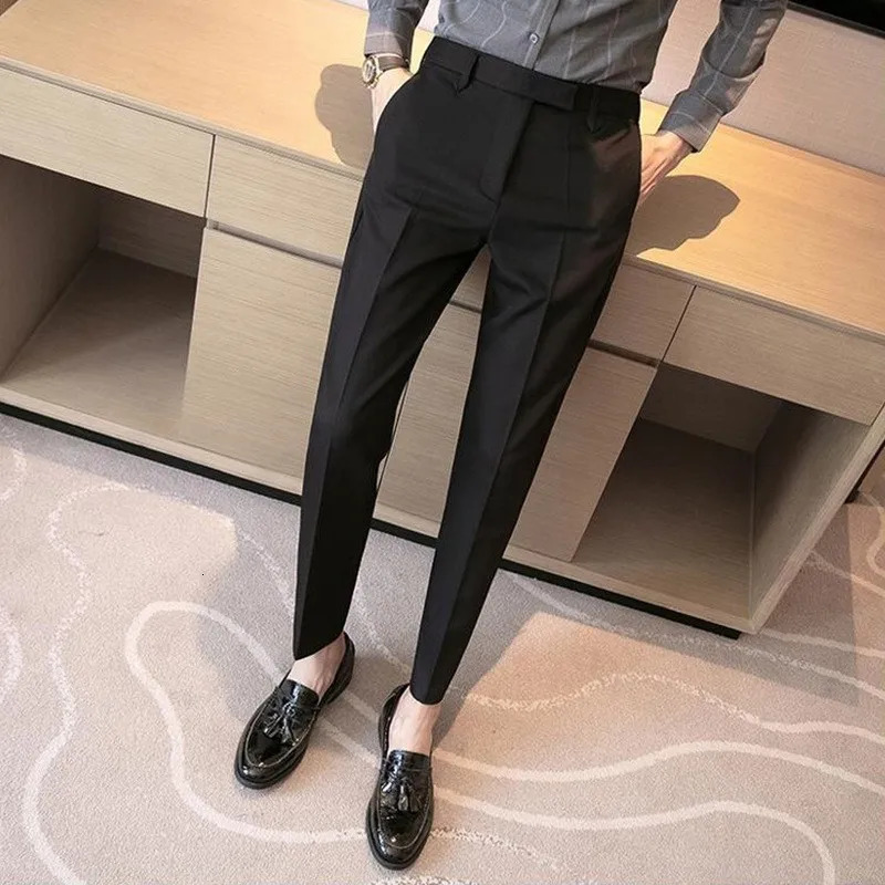 Mens Light Luxury Buttondown Draped Baggy Suit Pants Casual Solid Color Straight Premium Elegant Korean Leisure 240806