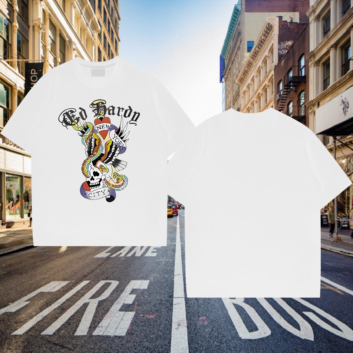 Customized T Shirt For Man skull Tops Tees 230g 100% Cotton Hip Hop Street High Quality Oversized 3XL 4XL Crew Neck Breathable Couples T Shirts