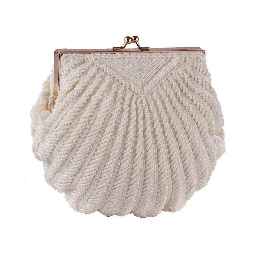 Evening wear womens clutch bag wedding bride handbag pearl fashionable shell chain party LI383 240806Z