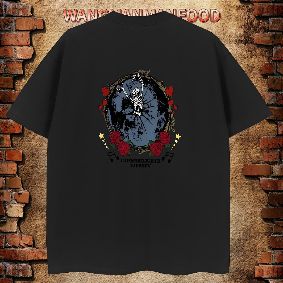 New Designer Man T Shirts skull Tops 100% Cotton 230g Outdoor Soft DIY Short Sleeve O-Neck Men Clothes T-Shirt