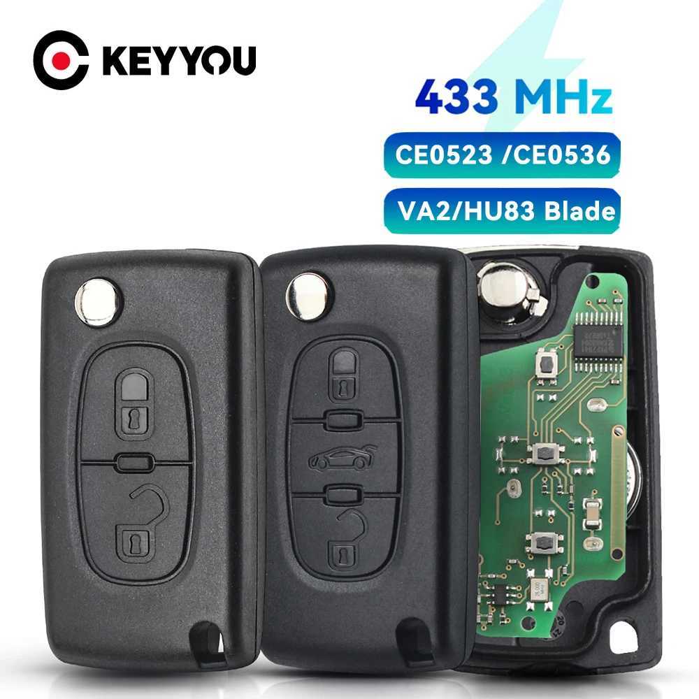 Car Key KEYYOU 2/3 Buttons Filp Remote Car Key 433MHz For Citroen C1 C2 C3 C4 C5 Berlingo Picasso For Peugeot 207 307 ID46 CE0536 CE0523L2486