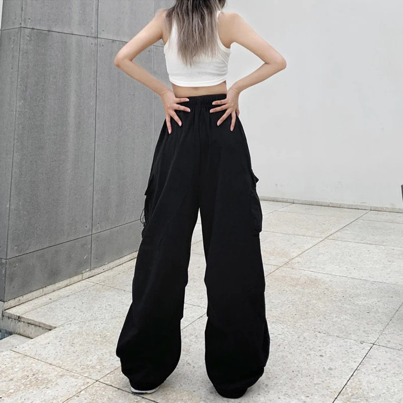 Streetwear Spring Summer Baggy Cargo Pants Women Casual Big Pocket Sweatpants Korean Style Wide Leg Joggers For Women 240807