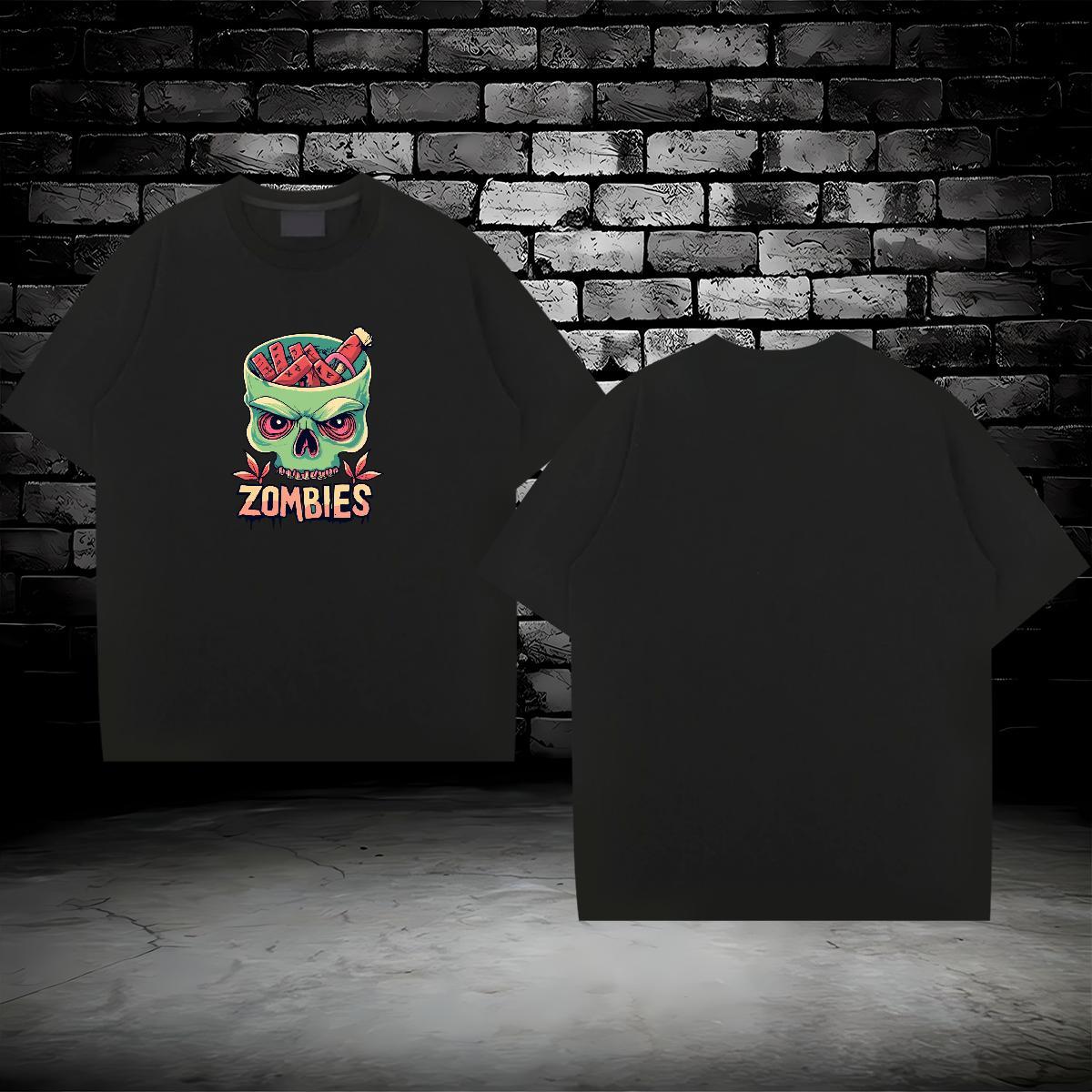 Brand T-Shirts for Men skull Tees 230g 100% Cotton Street Casual Loose Custom Printed O-Neck Short Sleeve Tshirt for Man Woman