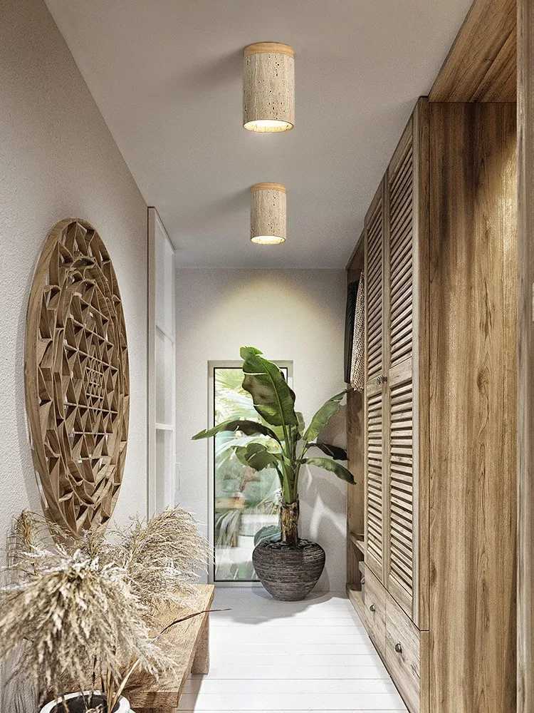 wind Natural tunnel stone Ceig Wabi Sabi corridor balcony LED lighting decoration pending light bedside table wall lamp Y240802