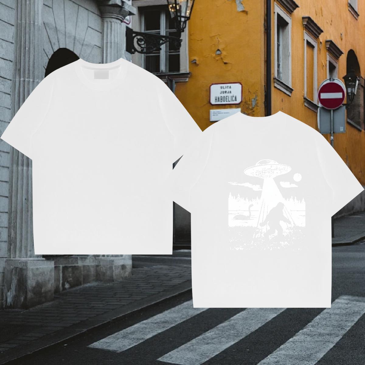 Wholesale T Shirt For Man UFO Tee Shirt 230g 100% Cotton Outdoor Unisex Floral Print Breathable Crew Neck Mens Tshirts