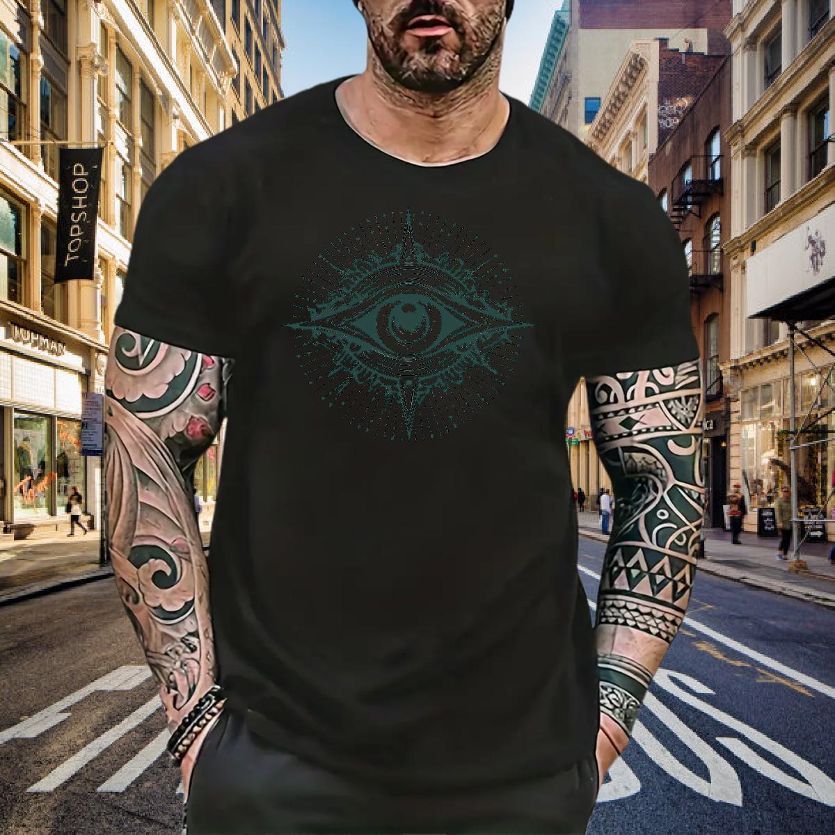 Fashion New Mens T Shirts eye of the devil Tops 230g Pure Cotton Casual Loose Fit Floral Print Breathable Short Sleeve Men Clothes T-Shirt