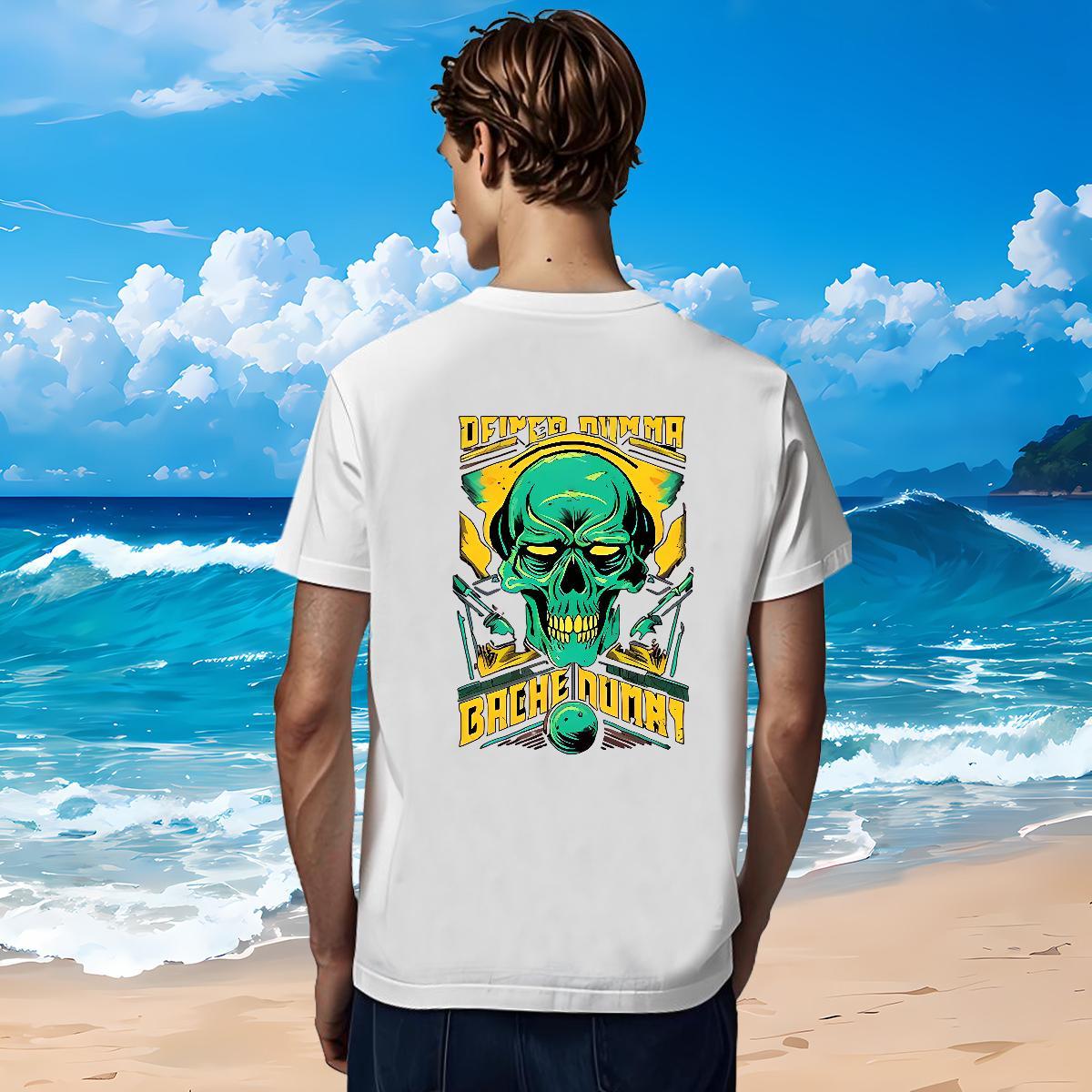 Fashion Casual Men T Shirts skull Polos 100% Cotton 230g Hip Hop Loose Skull Crew Neck Breathable Men Tops Tees