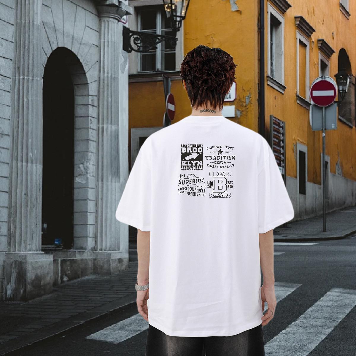 Brand Men T Shirts letter Wear 230g Cotton Anime Printing Street Unisex Custom Cartoon Short Sleeve O-Neck Men Clothes T-Shirt
