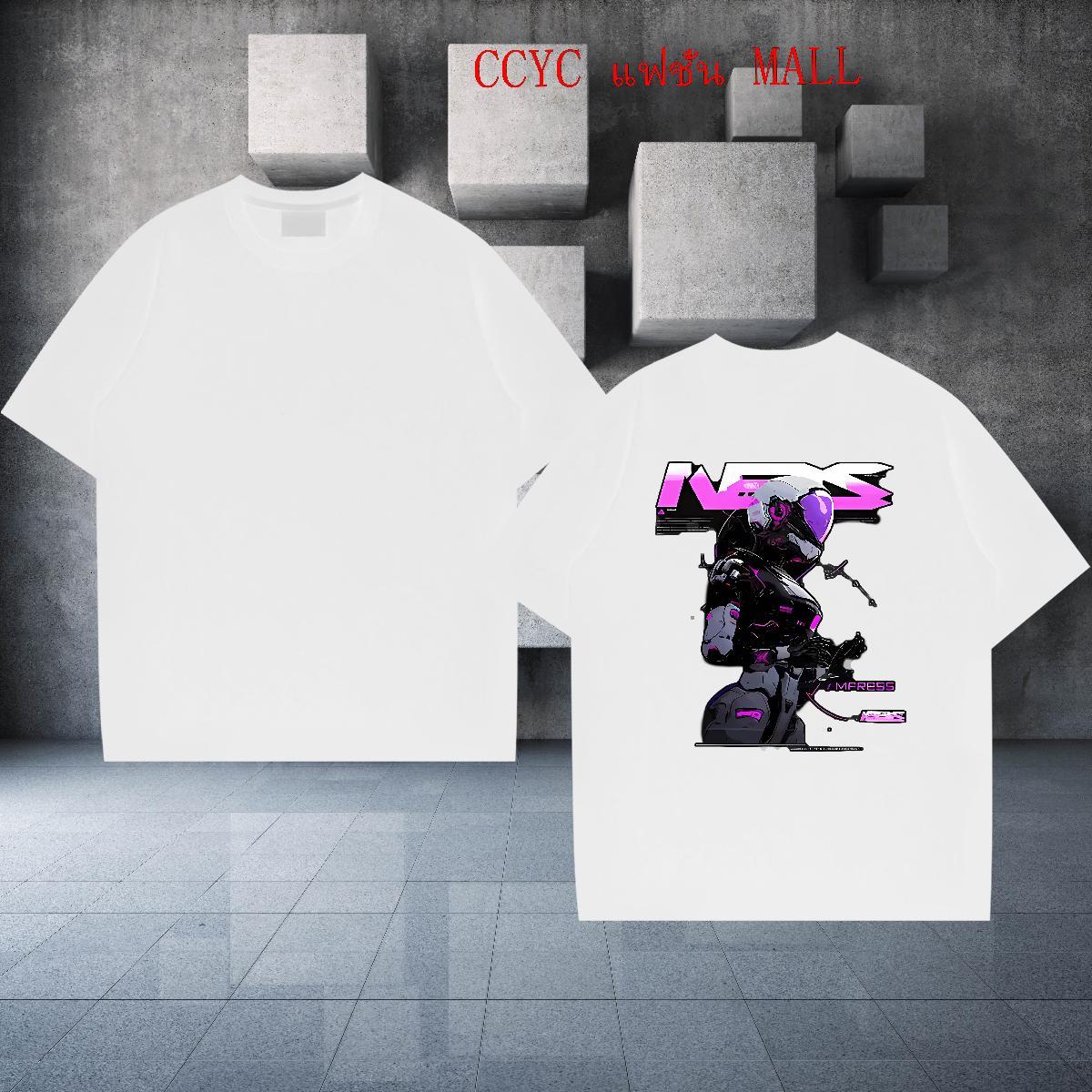 Fashion T Shirts Men robot Polos 230g Pure Cotton Casual Wholesale Cartoon Print O-Neck Short Sleeve Men Tshirts