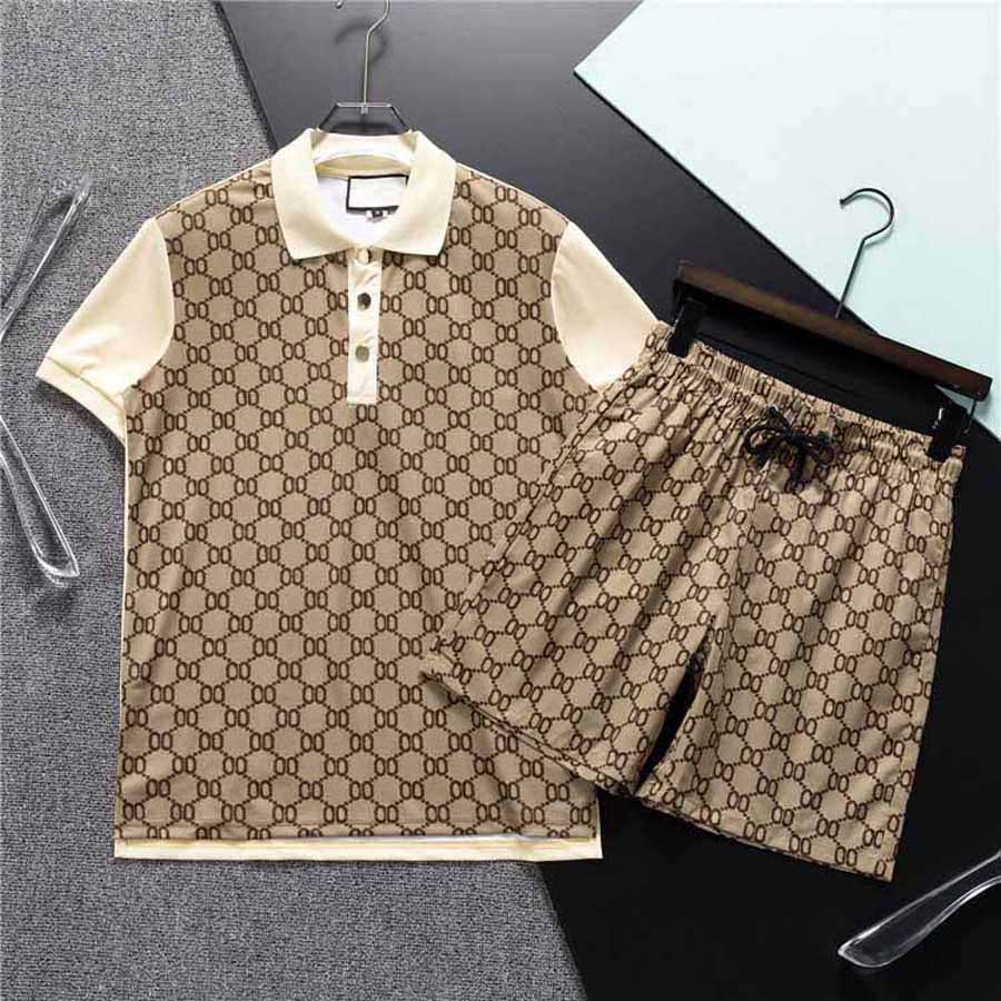 Men's Tracksuits Casual Letter Printing Comfortable Personnel Neck Short Sleeved Tshirt and Shorts Set