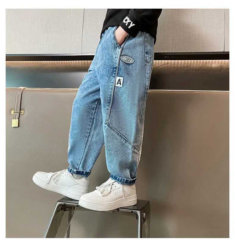 Jeans Boys Jeans Spring and Autumn New Handsome Middle and Big Boys Loose Pants Teenage Boys Jeans Trousers Korean