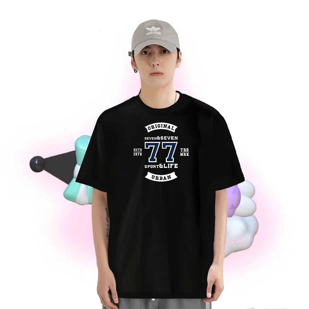 DIY T Shirts Men letter Tops 230g Cotton Street Casual Popular Oversized 4XL O-Neck Short Sleeve Men Tshirts