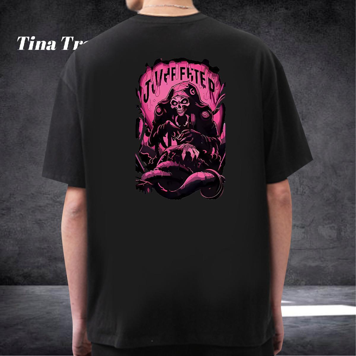Free Shipping T-Shirts skull Tees 230g 100% Cotton Anime Printing Street Soft Asian Size Round Neck Short Sleeve Men Tops Tees