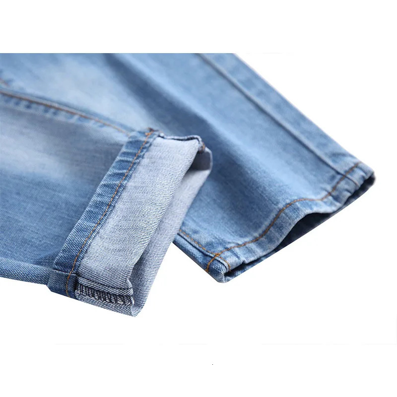 Mens retro ripped jeans mens casual straight leg denim pants light blue slim fit hole selling 240819