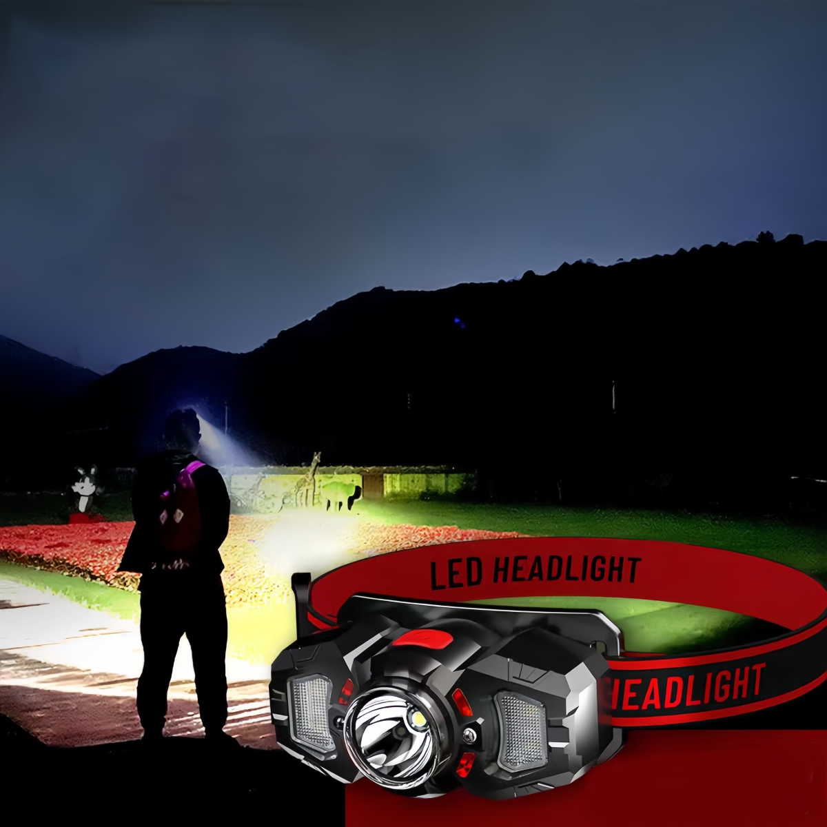 Ultra Bright LED Head Mounted Light with USB Charging - Hands-Free Sensor for Night Fishing & Running