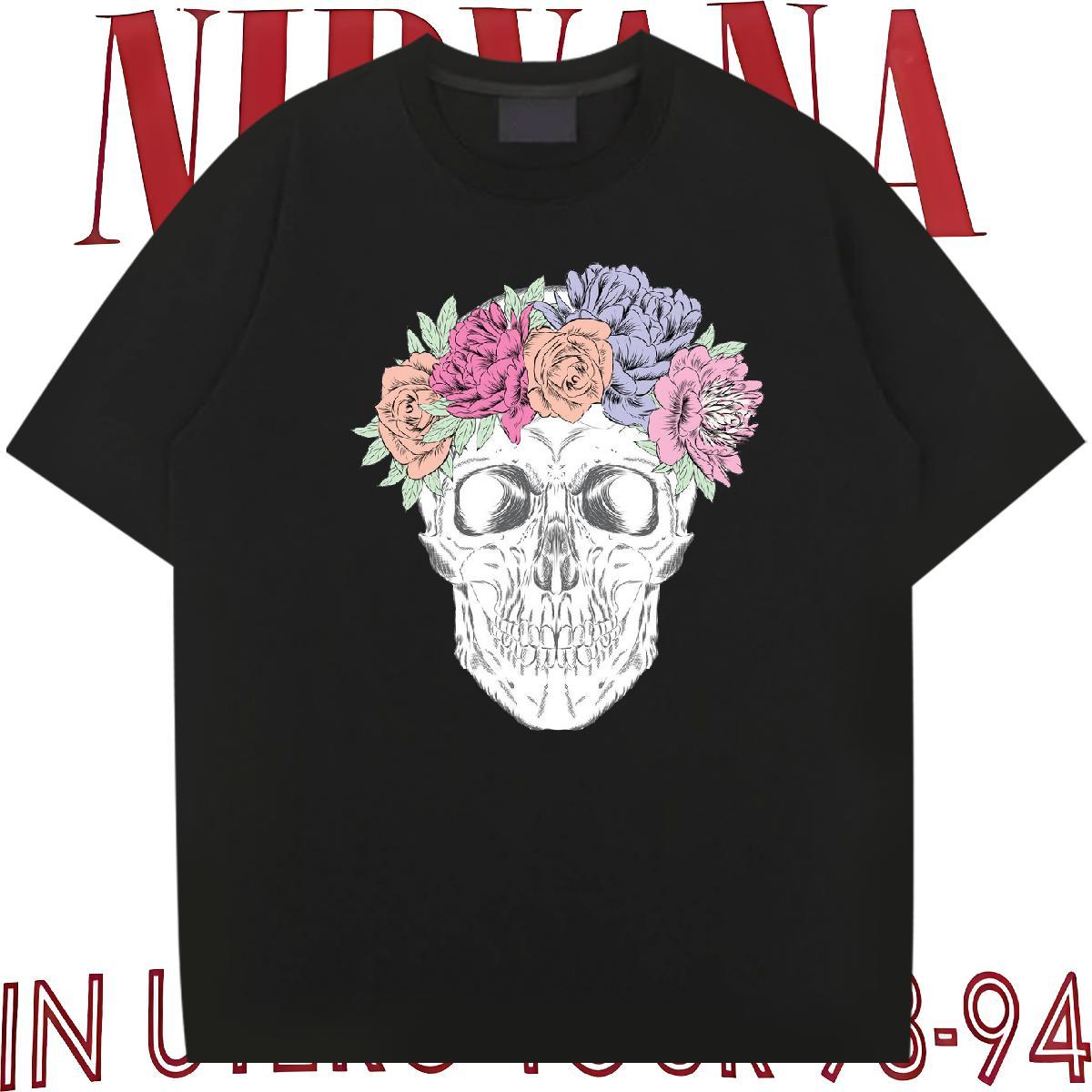Brand Mens T Shirts flower Tops Shirt 230g Cotton Street Wear Classic Plus Size Cartoon Crew Neck Breathable Men Tees