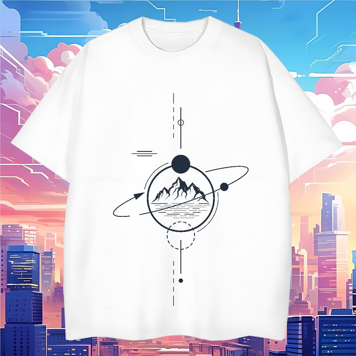DIY Customized T shirt mountains Tee Shirt 230g 100% Cotton Daily Wear Soft Black White Short Sleeve O-Neck Tshirt for Man Woman