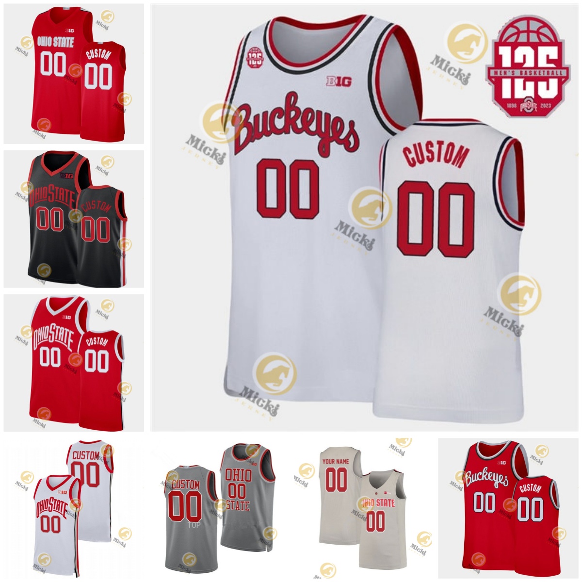 Meechie Johnson Jr. Aaron Bradshaw Ohio State Basketball Jersey Stitched 0 John Mobley Jr. 8 Micah Parrish 13 Sean Stewart Ohio State Buckeyes jerseys