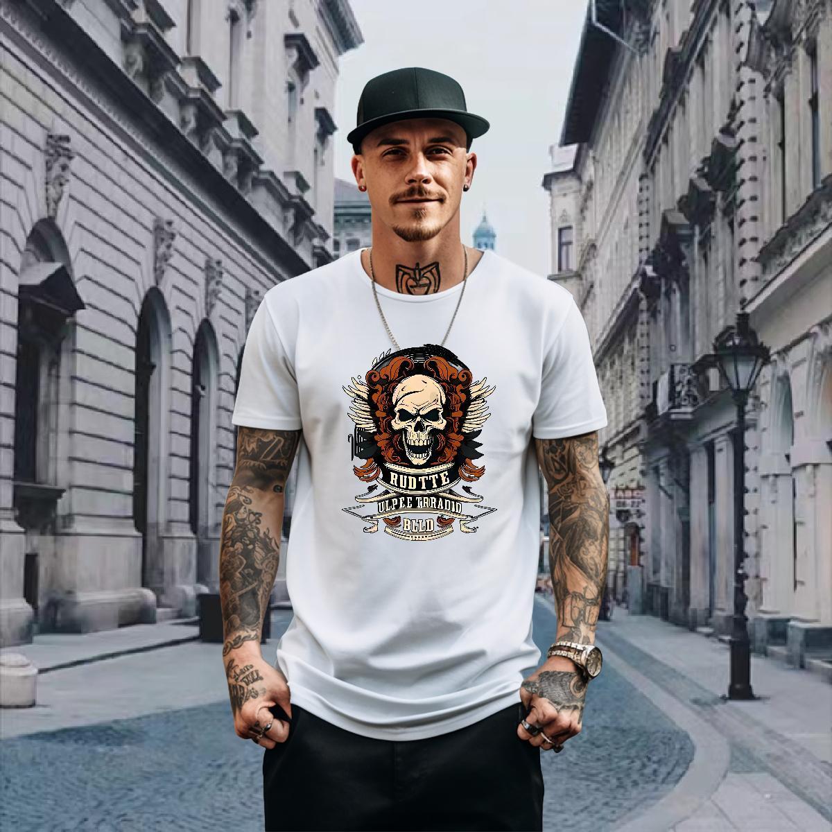 Brand Mens T Shirts skull Tshirts 230g 100% Cotton Street wear Hip Hop High Quality Graphic O-Neck Short Sleeve Men Clothes T-Shirt