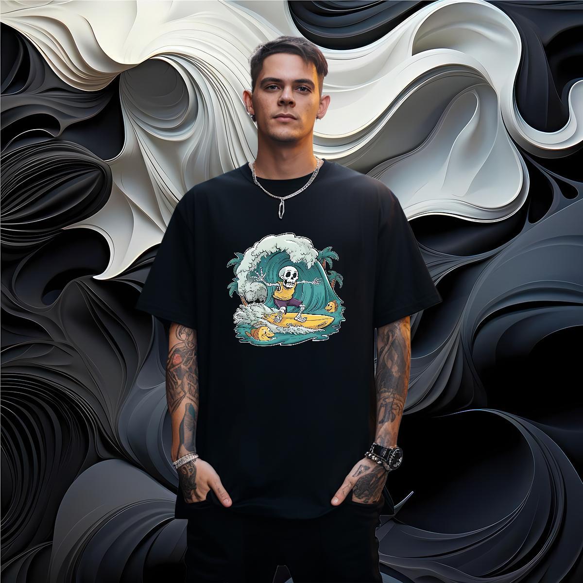 Factory Direct Mens T Shirts skull Top Tees 230g Pure Cotton Outdoor Cool Plus Size Custom Crew Neck Men Tops Tees