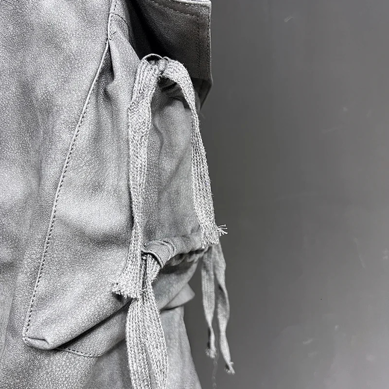 PFHQ Mens PU Washed Cargo Pants Streetwear Multi Pockets Avantgarde Pioneer Techwear Abstraction Autumn Trousers 21Z3141 240806