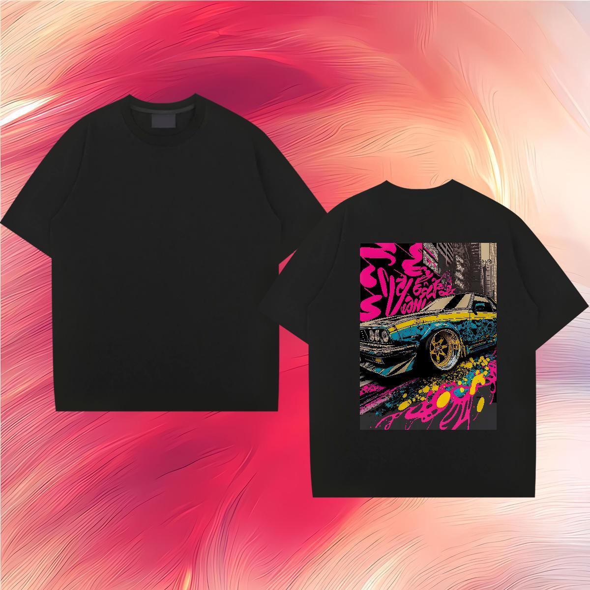 Fashion T Shirts Men car Tees 230g Cotton Home Outdoor Cool Black White Pure Cotton Mens Tshirts