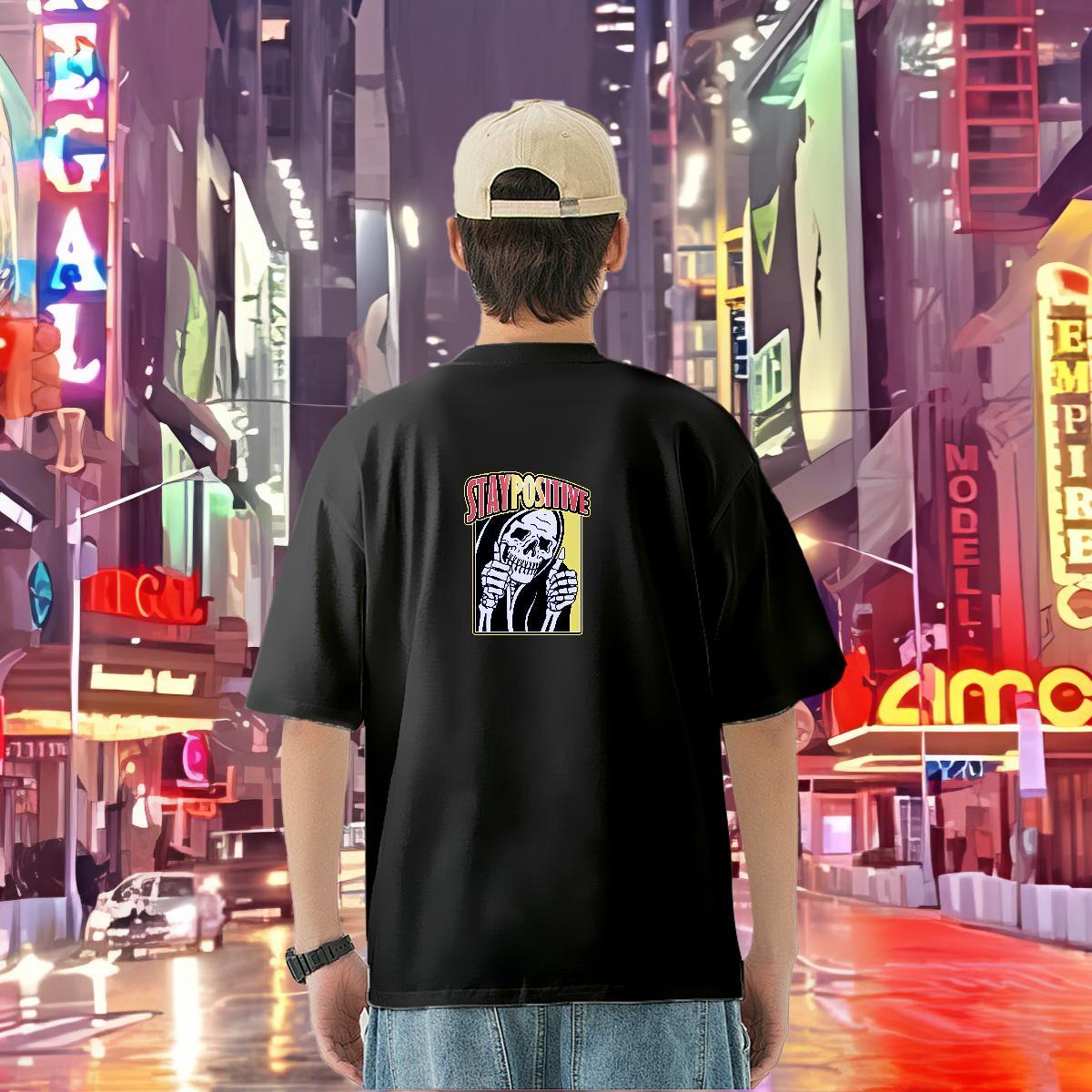 2024 New Man T Shirts skull Wear 230g 100% Cotton Daily Wear Cool Black White Breathable Crew Neck Mens Tshirts