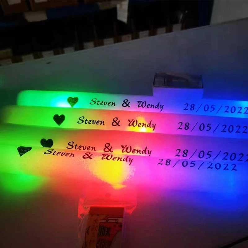 30/60pcs LED Glow Foam Stick Flashing Glow Batons Customized Personalized Glow Cheer Tube Glow In The Dark Wedding Xmas Party Y240807
