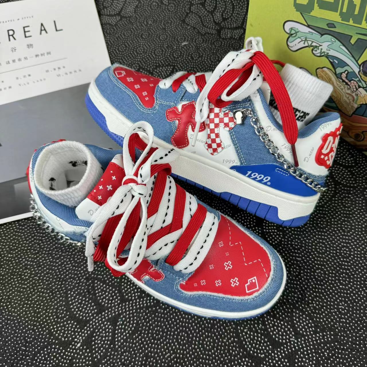 Niche Chain Retro Punk Street Hip Hop Trendy Skateboarding Shoes