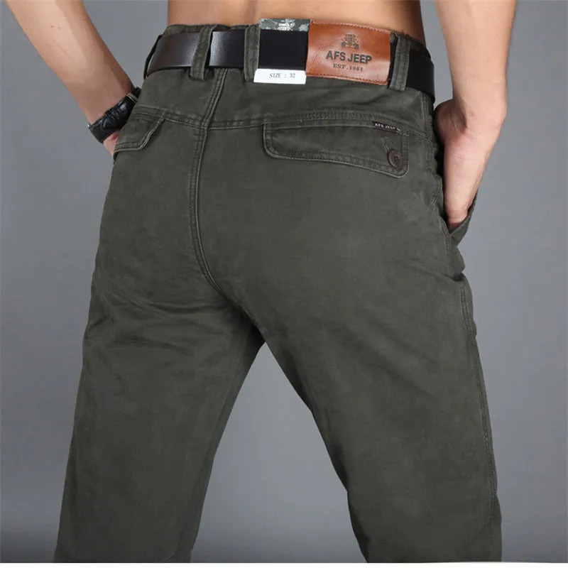 Spring Men Casual Pants Cotton Straight Mens Black Army Khaki Man Trousers Plus Size 40 42 240806