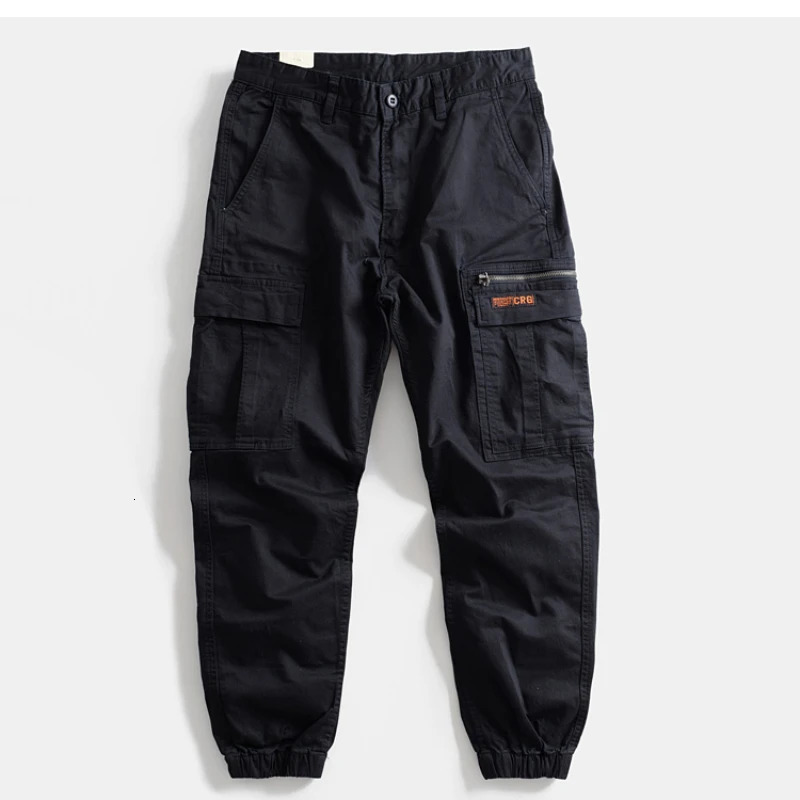 Heavyduty washed microelastic leg pants American loose mens multipocket overalls and small feet outdoor casual 240806